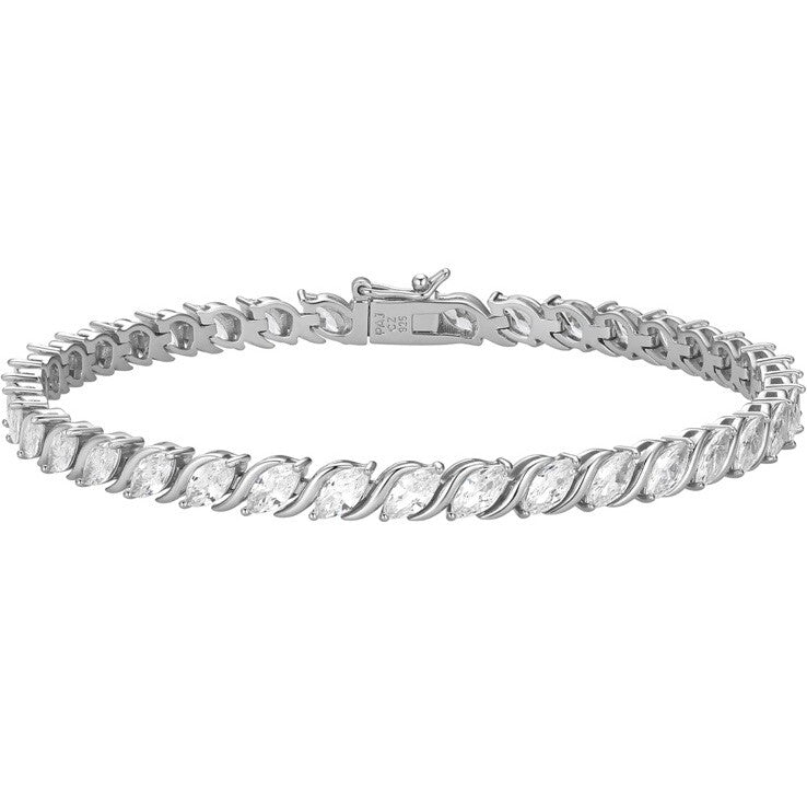 Amazon Essentials Cubic Zirconia Wave Tennis Plated Sterling Silver Bracelet 8”