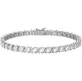 Amazon Essentials Cubic Zirconia Wave Tennis Plated Sterling Silver Bracelet 8”