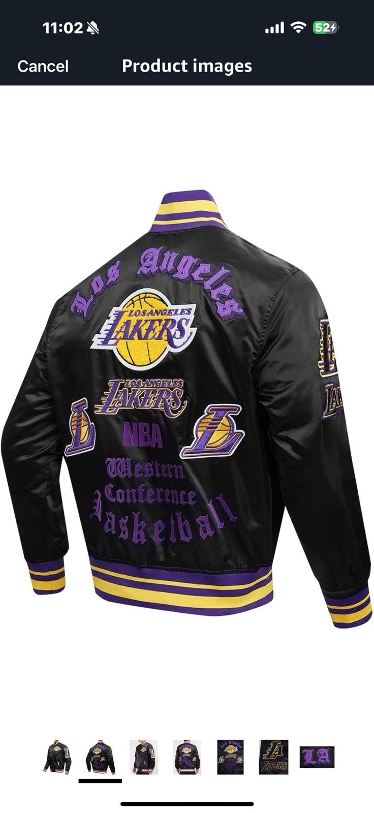 Mens NBA Old English Satin Jacket Los Angeles Lakers  Large