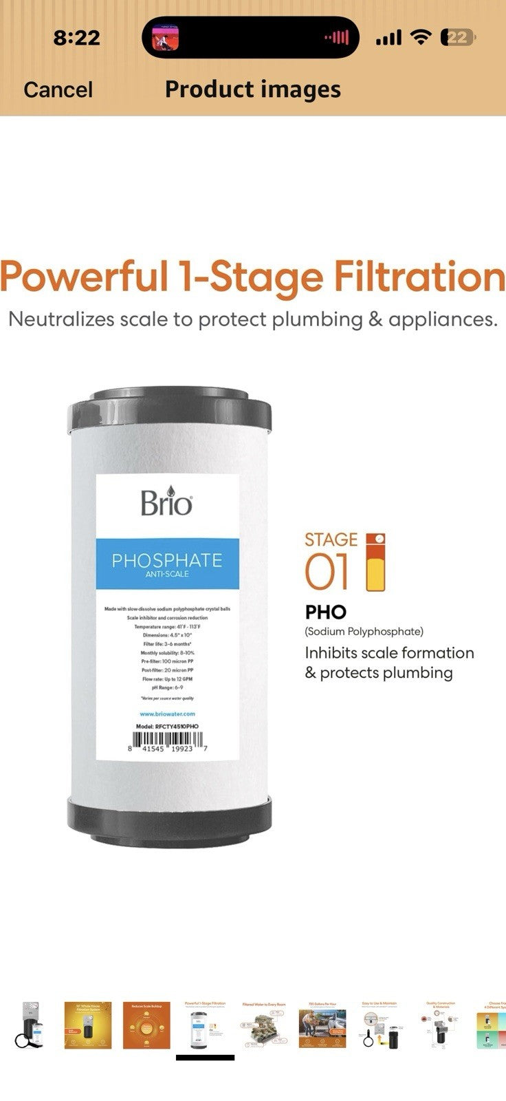 Brio Whole House Water Filter System w/Gauge & Fast-Flow Sediment