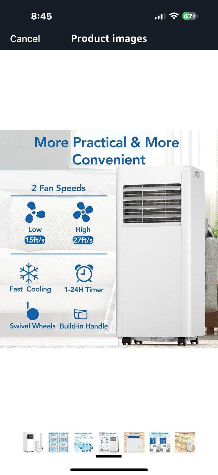 Antarctic Star 8,000 BTU Portable Air Conditioners Cools Up to 350 Sq.Ft, 