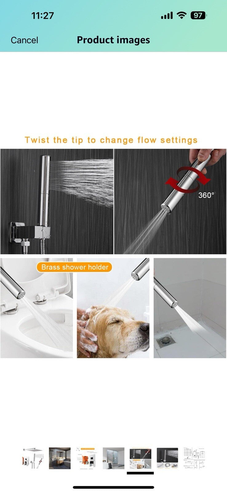 BESy 10 Inch Solid Brass Shower System Fixture High Pressure Mixer Shower Head 