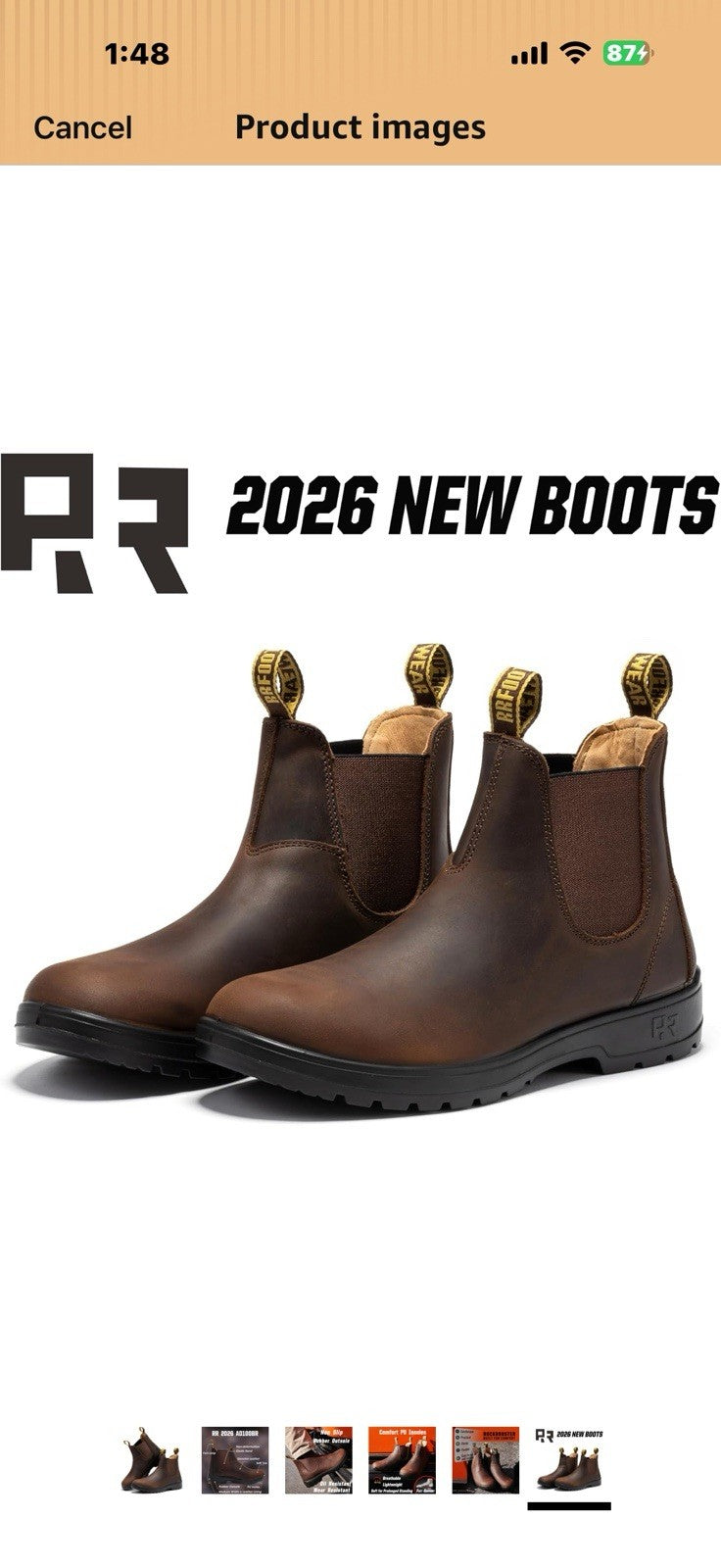 ROCKROOSTER Slip On Work Boots for Men, 6" Soft Toe Non-Slip Rubber 