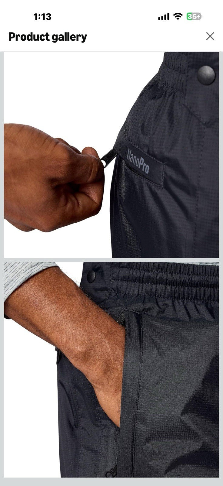 MARMOT Men's PreCip Evo Full Zip Rain Pant, Black, Large