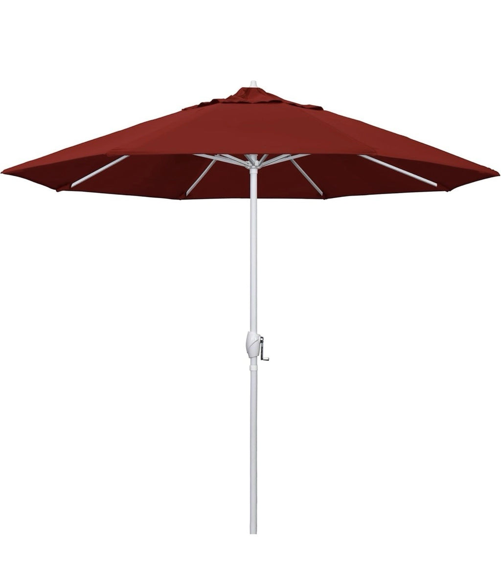 California Umbrella 9' Rd Aluminum Patio Umbrella, Crank Lift, Auto Tilt,