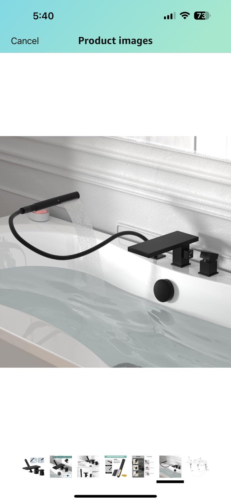Hoimpro Deck Mount Roman Tub Faucet with Sprayer, Single Handle Brass