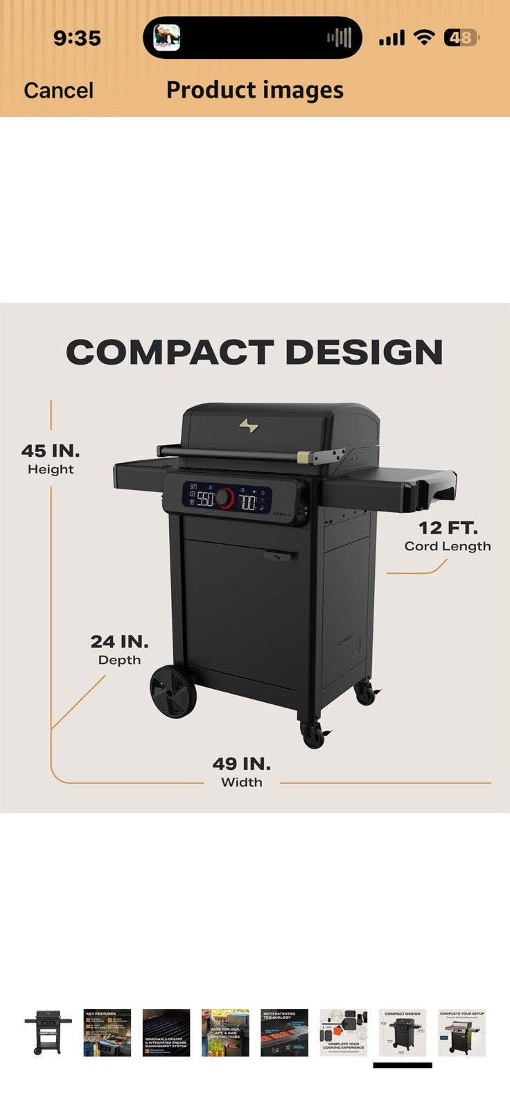 Current Model G+ Dual Zone Electric Grill, Smart Electric Outdoor