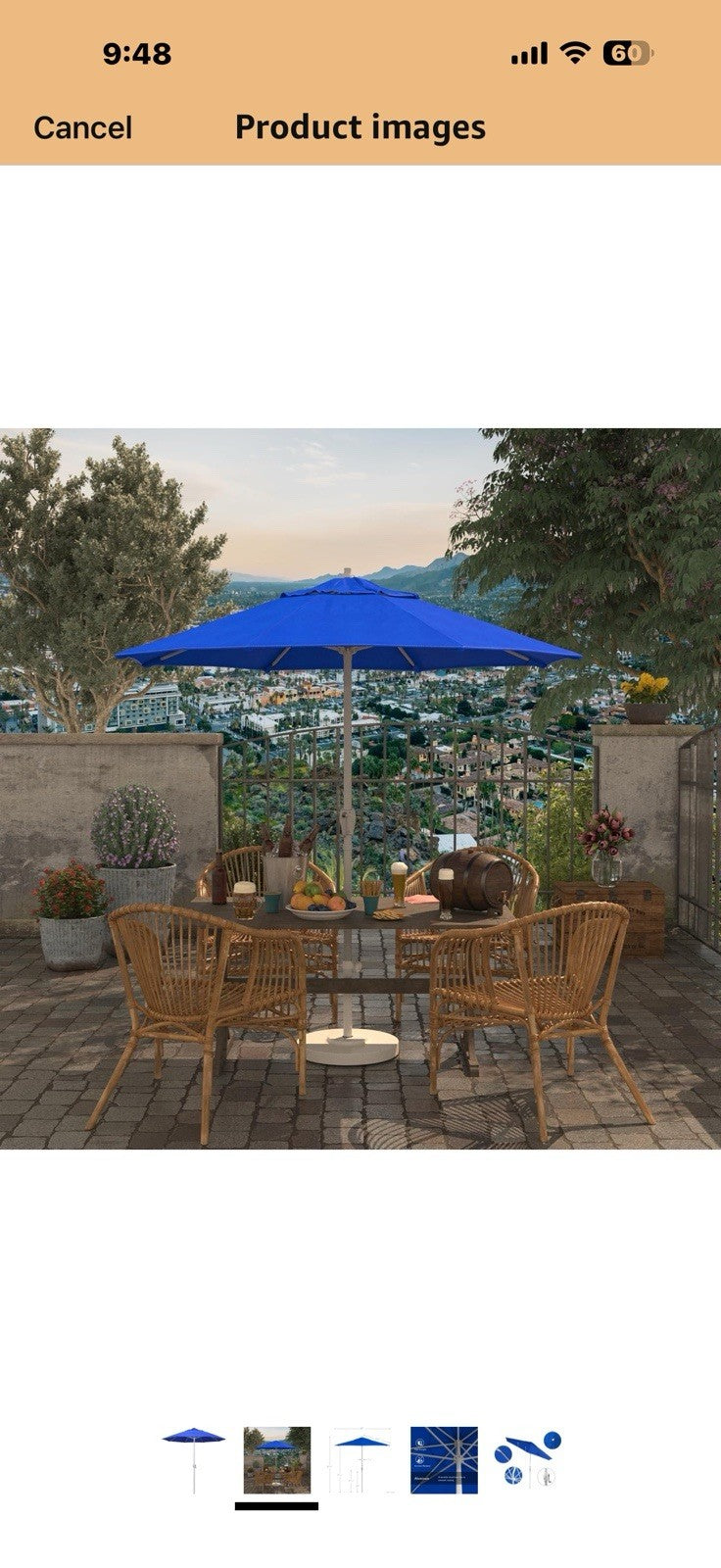 California Umbrella 7.5' Rd Aluminum Patio Umbrella, Crank Lift, Auto Tilt