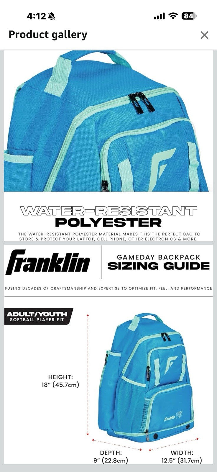 Franklin Sports USA SB Gameday Fastpitch-Softball Backpack – Adult +Youth