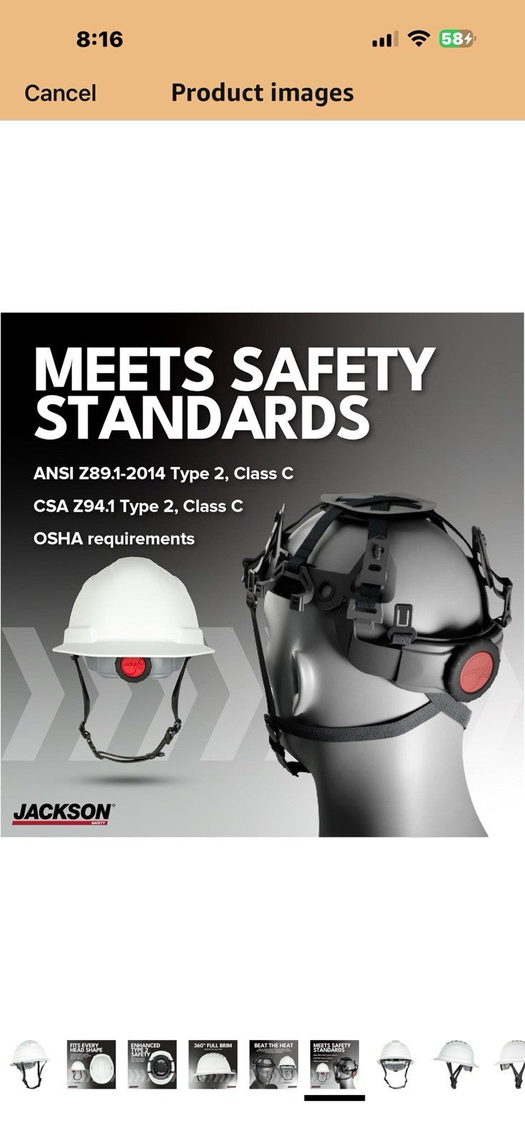 Jackson Safety Blockhead2 Type 2 Full Brim Hard Hat - Vented Construction 