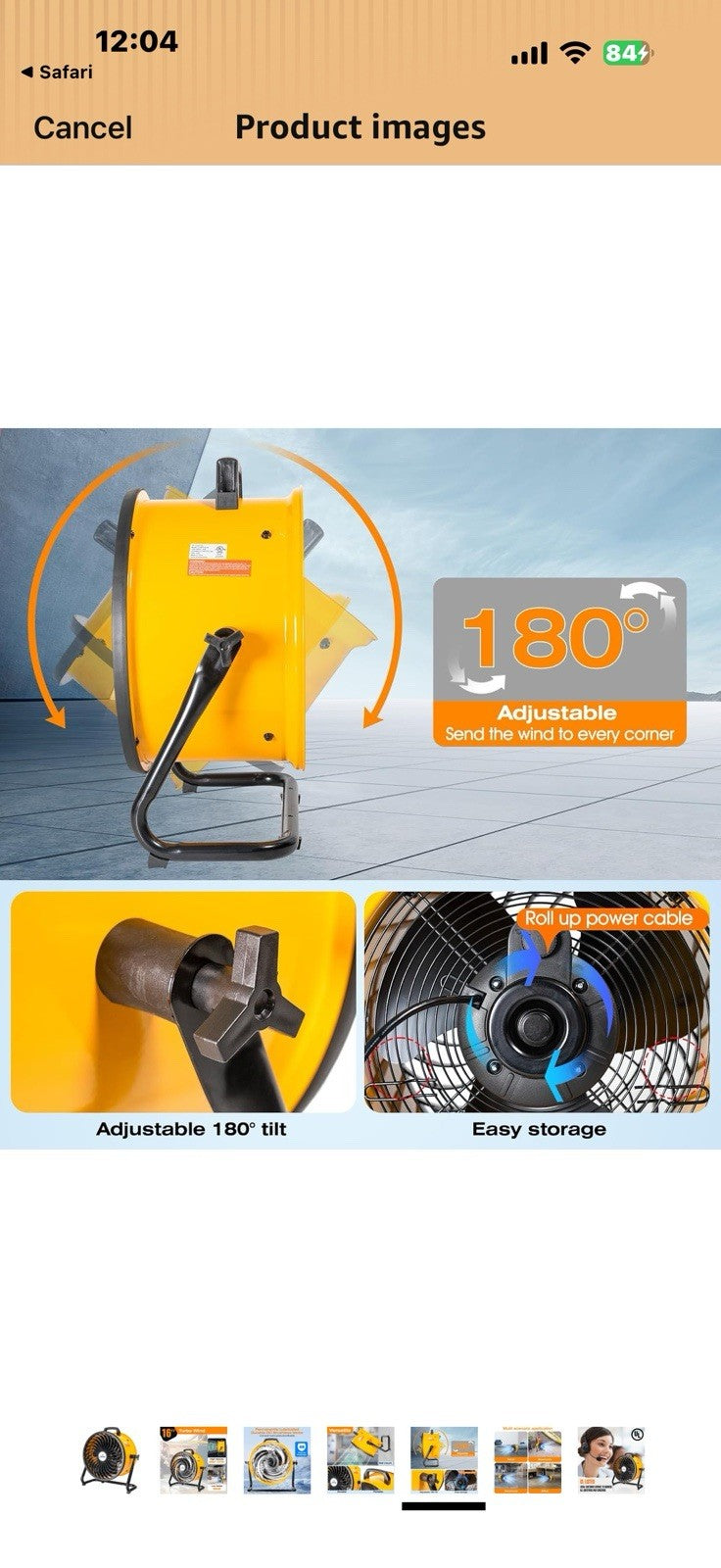 iLiving 16 in. Low Noise Turbo Fan 2687 CFM 3-Speed Portable Air Circulator