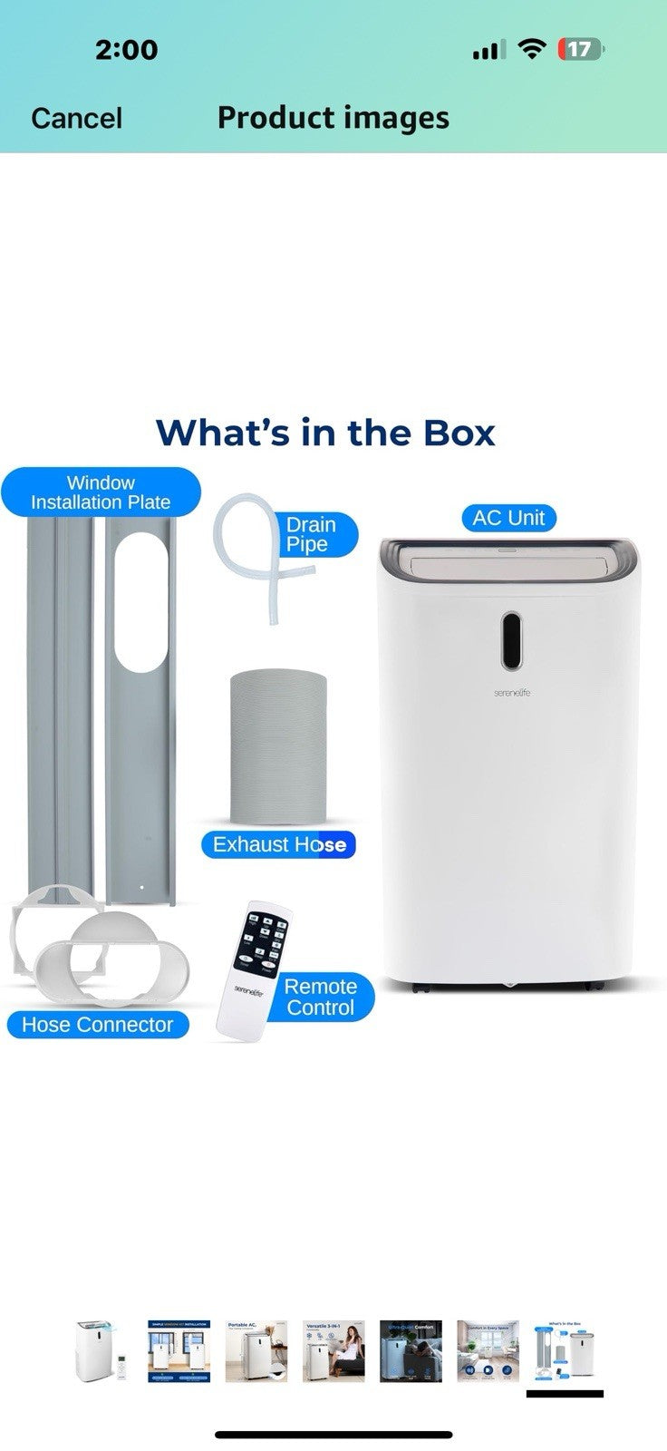 SereneLife SLPAC242B Portable Air Conditioner-12000 BTU Capacity (ASHRAE)