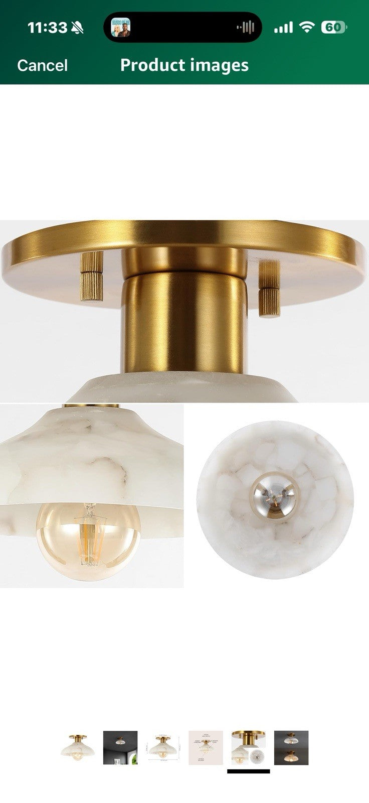 JONATHAN Y JYL1207A Amara 10" 1-Light Mid-Century Classic Alabaster/Iron 