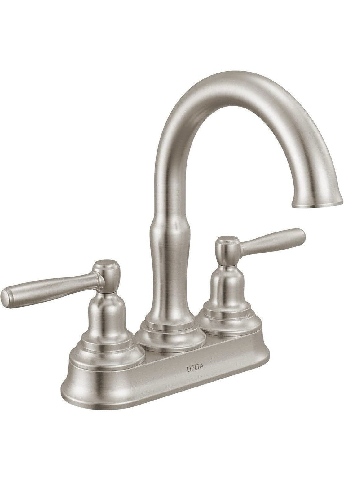 Delta Roe Centerset Brushed Nickel Bathroom Faucet, 4 Inch 3 Hole Bathroom