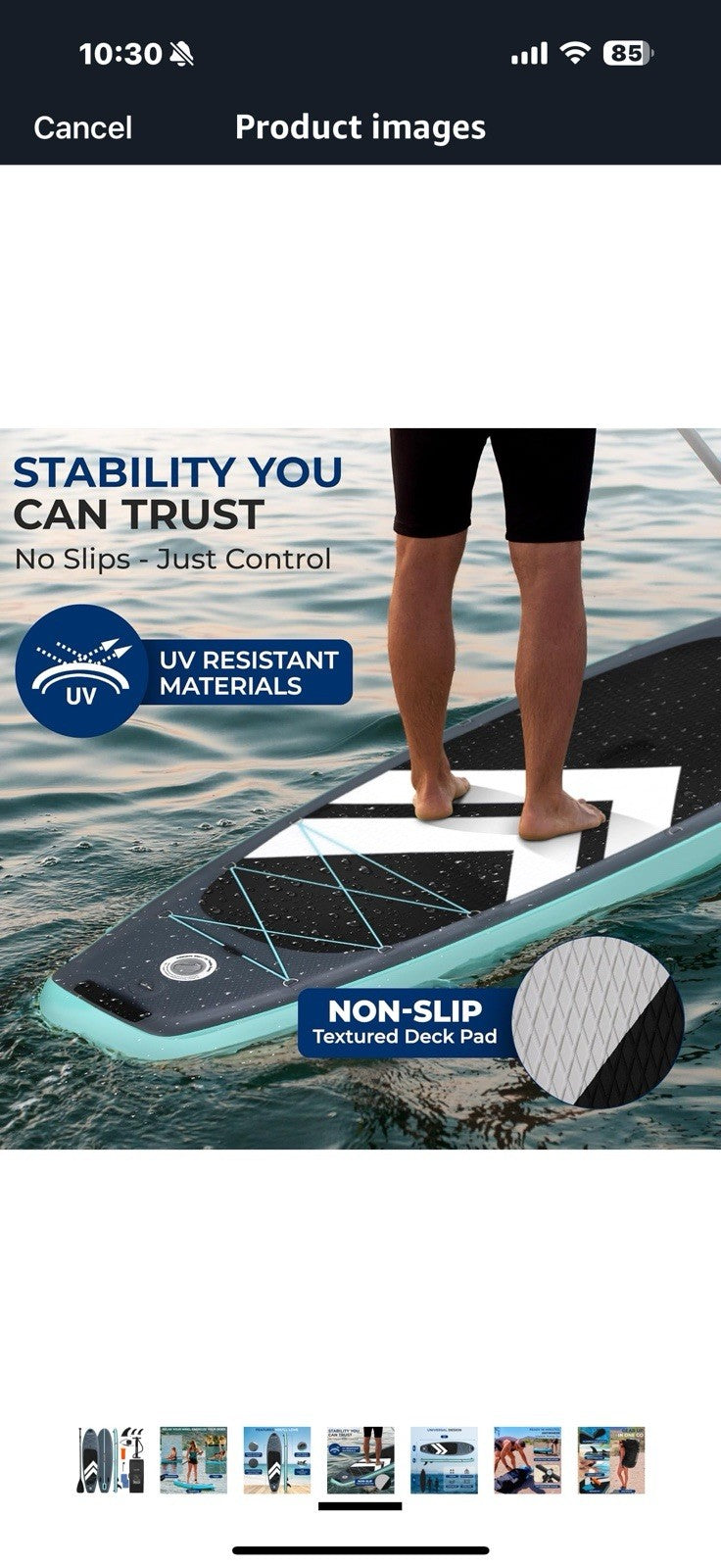 SereneLife 10’ Inflatable Stand Up Paddle Board with Premium SUP Accessories 