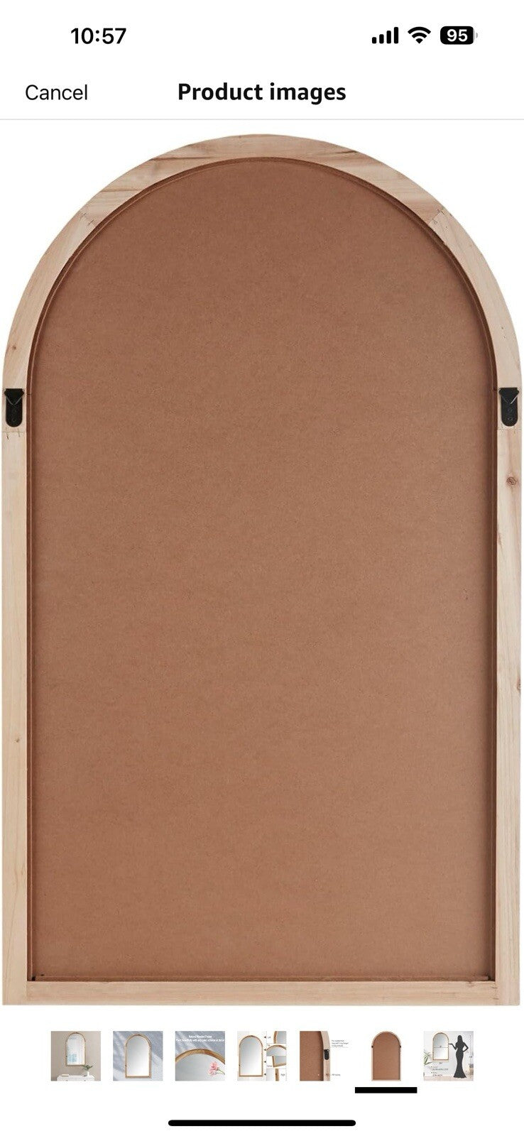 INK+IVY Arch Wall Mirror Wooden Frame, Round Top Wood Framed Entryway  25 “43”