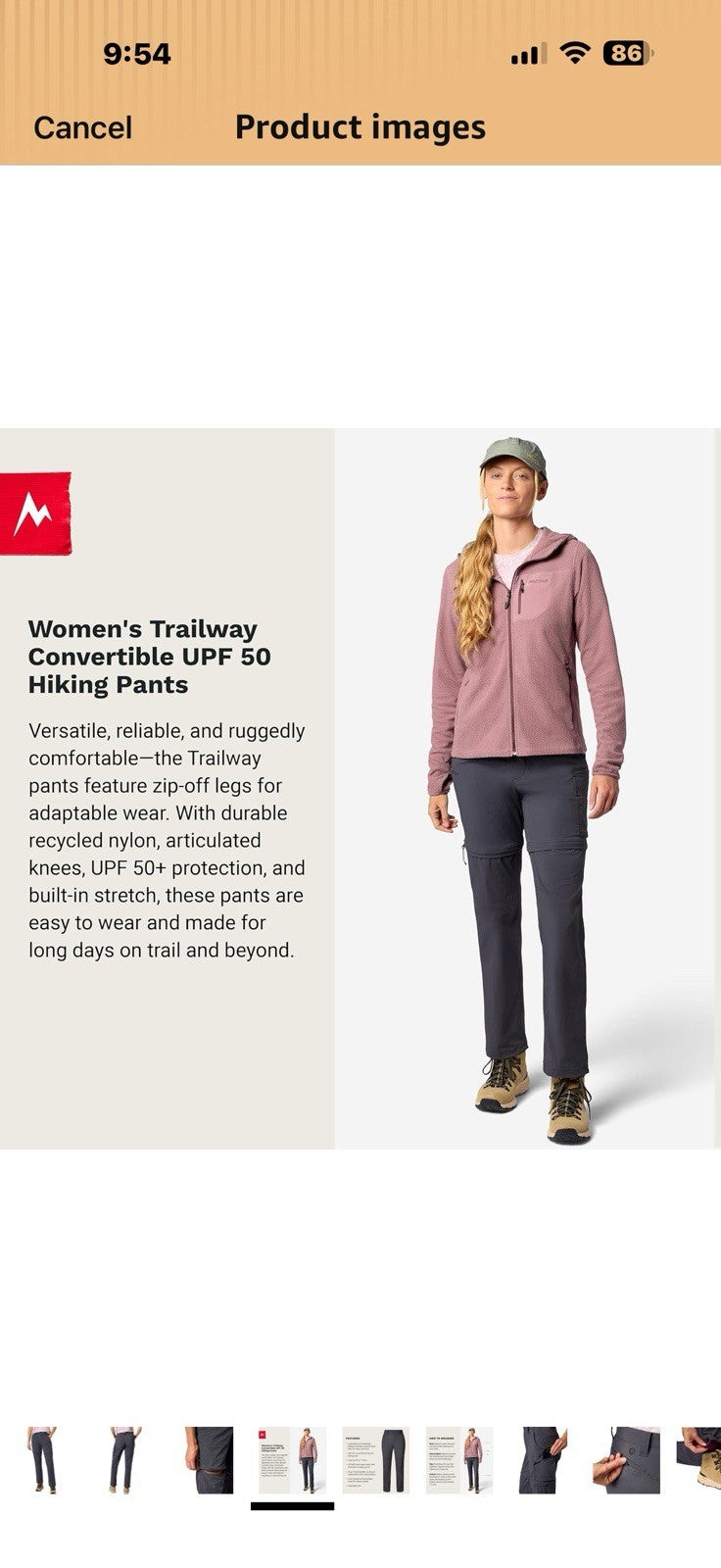 MARMOT Women's Women's Trailway Convertible Pant  Size 6
