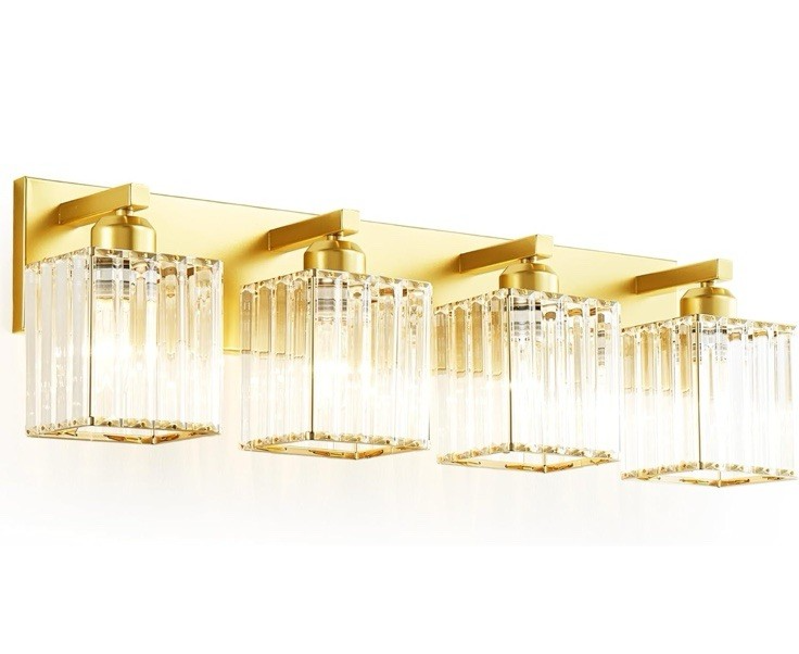 Bathroom Vanity Light Fixtures Over Mirror - Makeup Lighting Pure Gold -