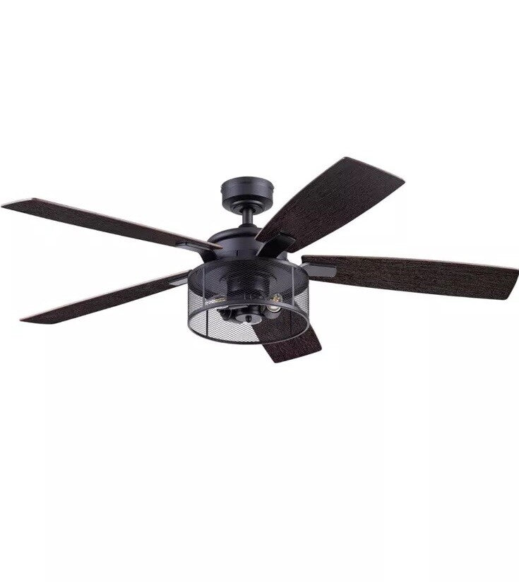 Honeywell Ceiling Fans Carnegie, 52 Inch Industrial LED Ceiling Fan with Light
