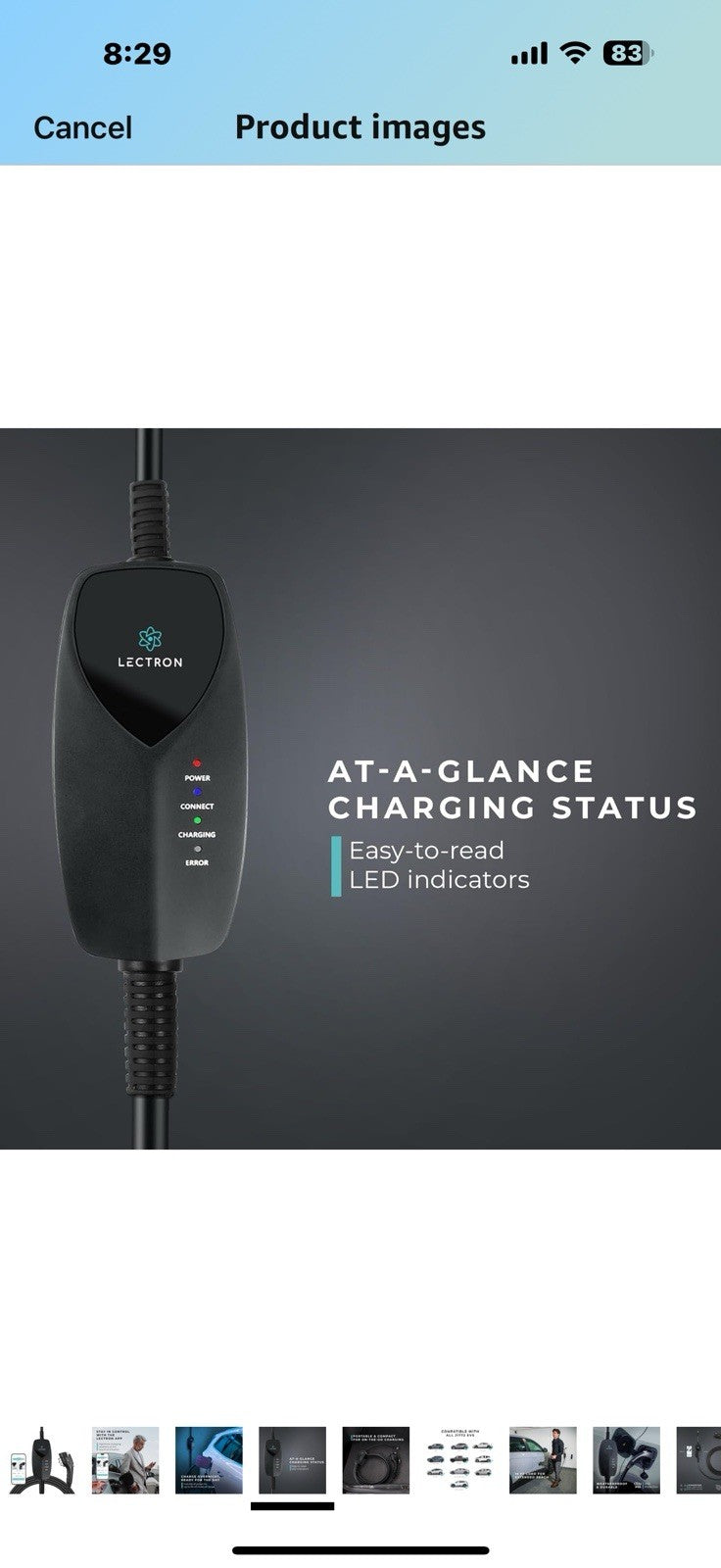 Lectron Level 1 J1772 EV Charger (WiFi) with App Control - 120V, 12 Amp, & 16 ft