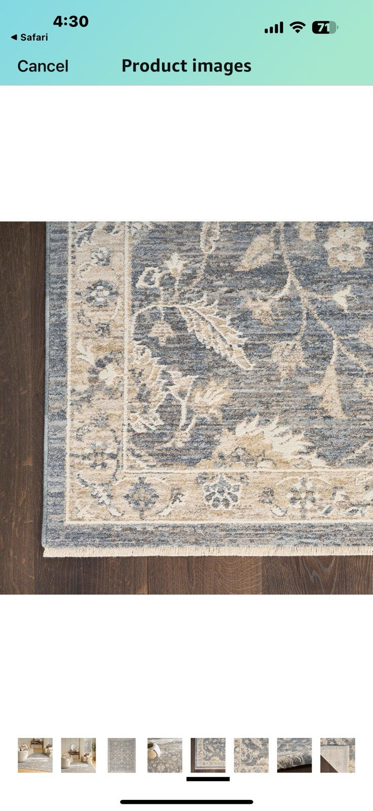 Nourison Harbor Blue 5'3" x 7'6" Area Rug - Easy Clean, Non Shedding, 