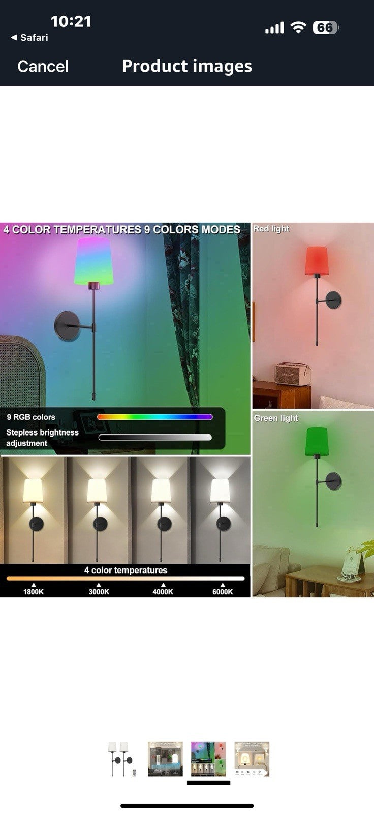 Battery Operated Wall Sconces - Set of 2 Wall Decor Lights Rechargeable