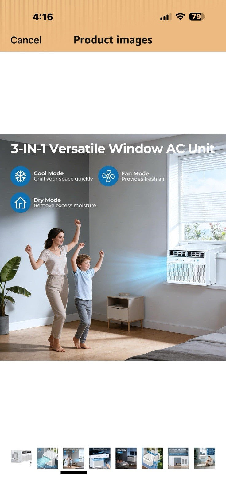 U-Shaped Window Air Conditioner, 10,000 BTU Window AC Unit Cools