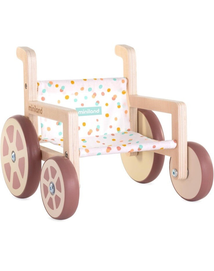 Miniland Doll Wooden Wheelchair Made with ECO Quality Materials which Provide