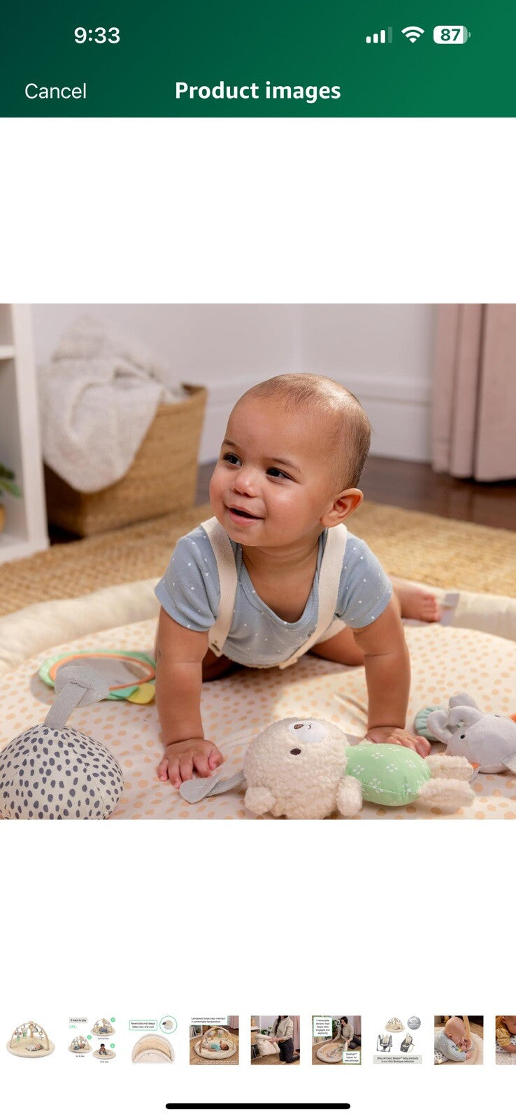 Ingenuity Every Season Plush Lambswool Baby Play Gym and Play Mat, 