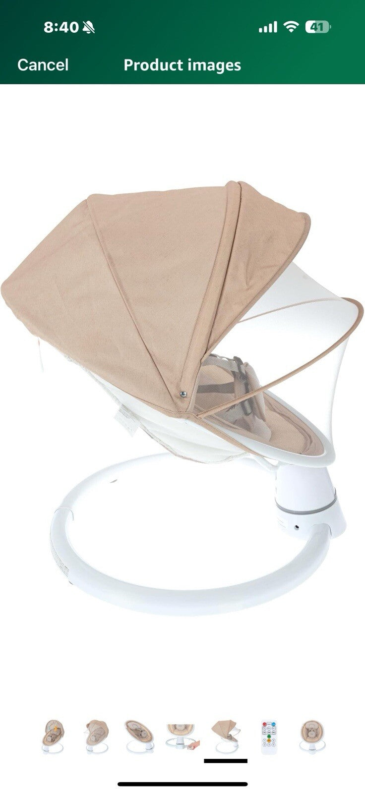 Nuby Baby Swing with Canopy and Remote - 5-Level Infant Swing with Soothing