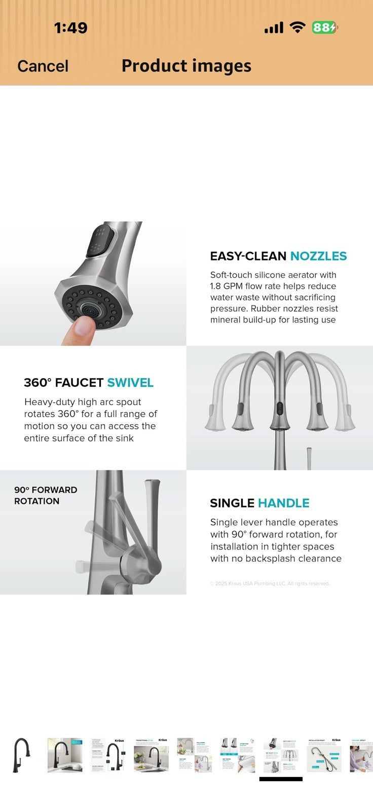 KRAUS Savan 2-Function Single Handle Pull Down Kitchen Faucet in Matte Black,