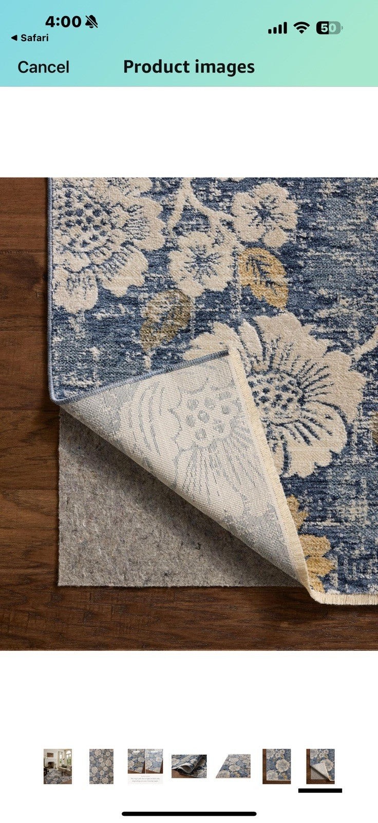 Loloi Eileen Collection ELE-03 Denim/Natural 7'-10" x 10'-2" Fringe