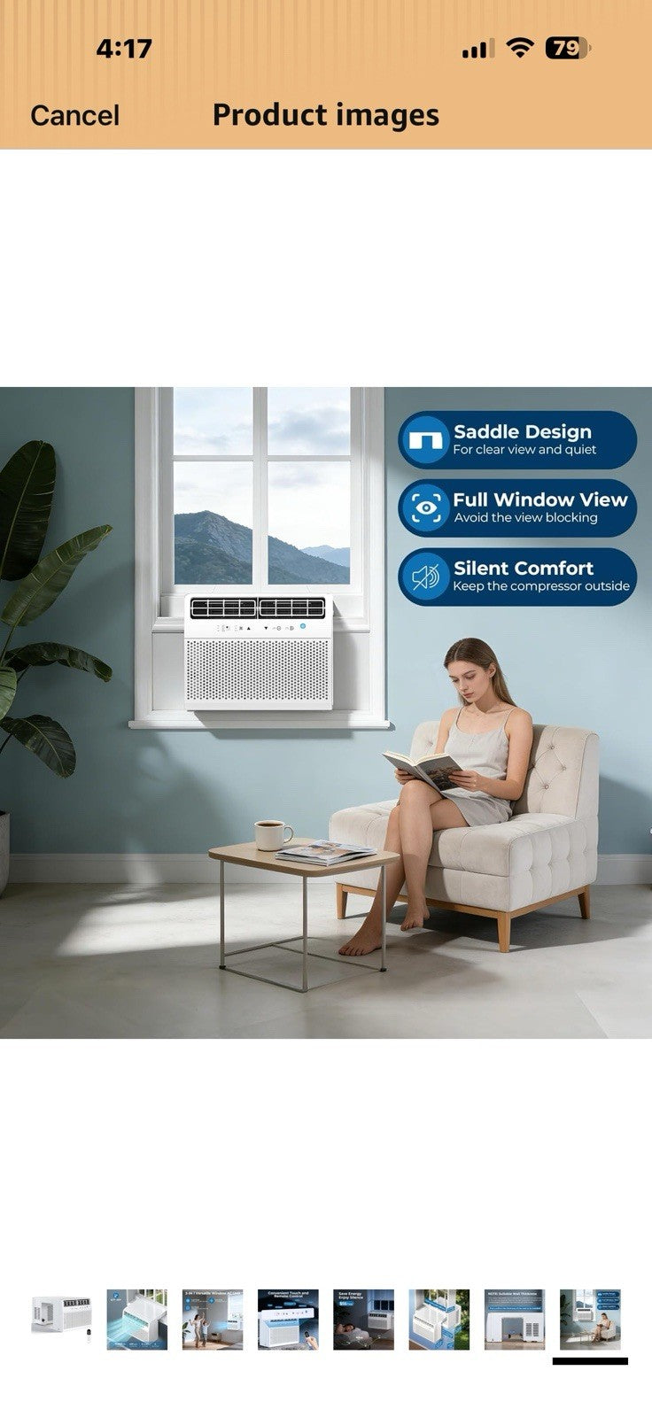 U-Shaped Window Air Conditioner, 10,000 BTU Window AC Unit Cools