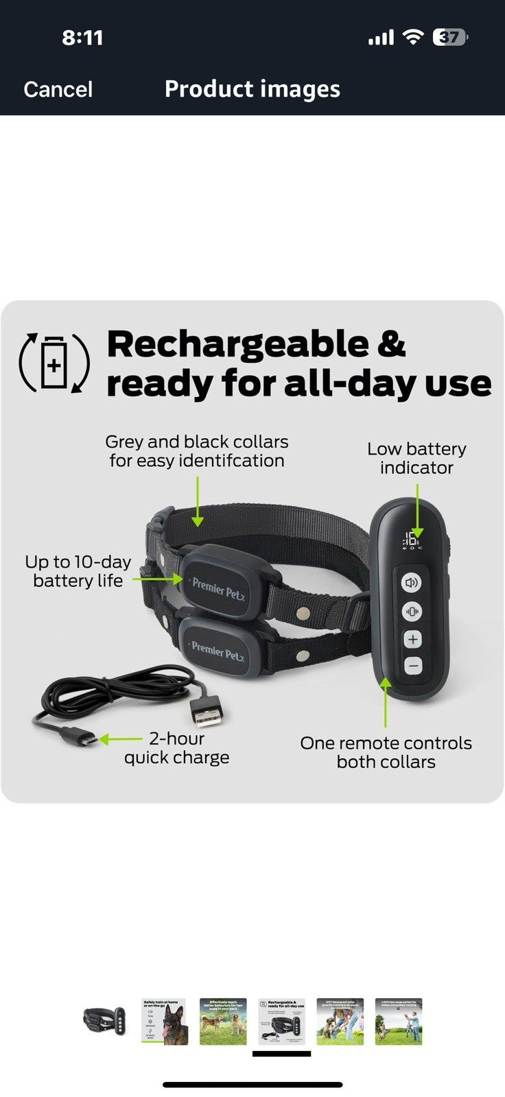 Dog Static Collar - 1000ft Dog Training Collar 2-Dog Bundle with Remote