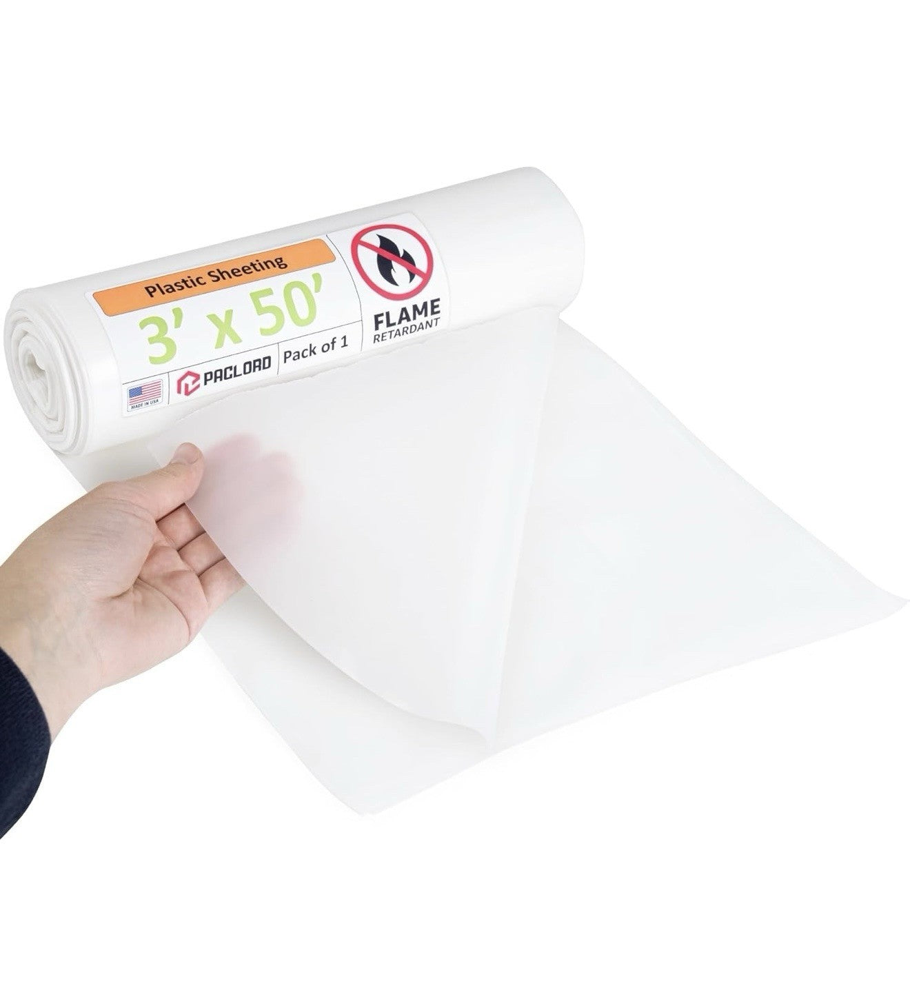Flame Retardant Plastic Sheeting  3' x 50', 1800SqFt Pack of 12