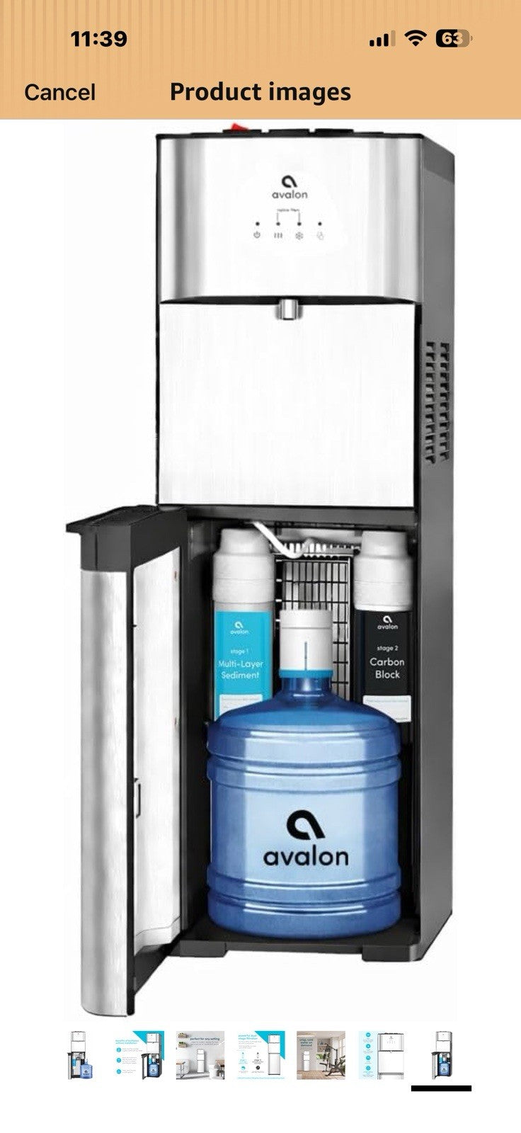 Avalon Bottom Loading Water Cooler Water Dispenser with Filtration 
