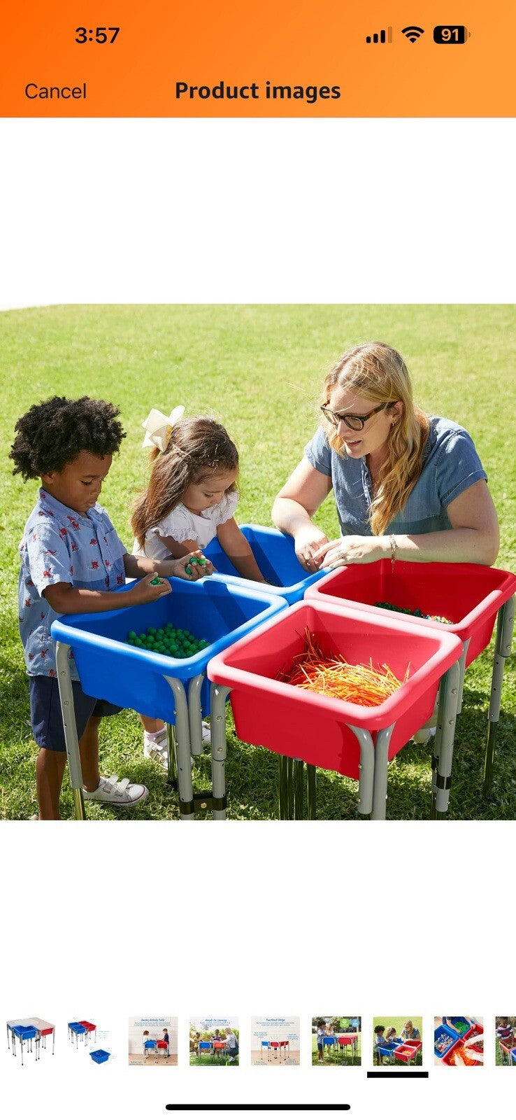 ECR4Kids 4-Station Sand and Water Adjustable Play Table, Sensory Bins,