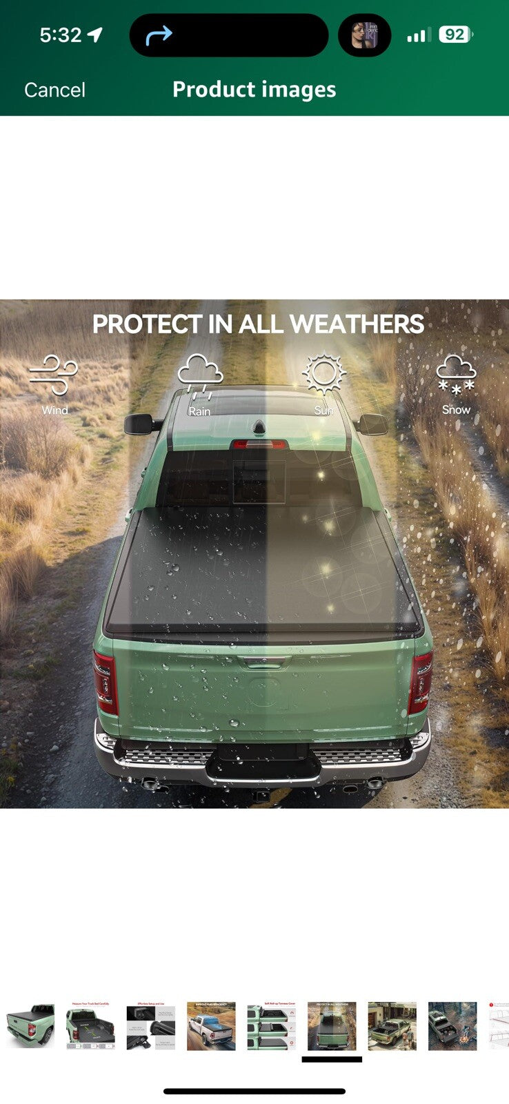LEDKINGDOMUS Soft Roll-Up Tonneau Cover Fits for Toyota Tundra