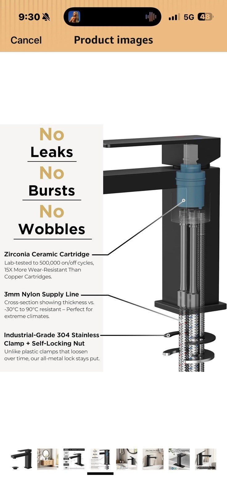 FORIOUS Bathroom Faucets, Single Handle Black Bathroom Faucet 