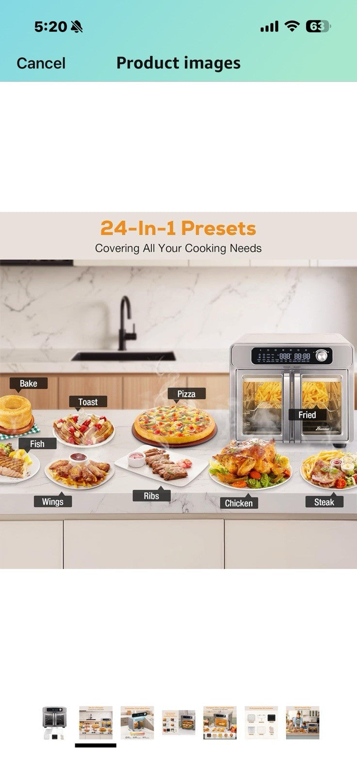 Extra Large French Door Air Fryer Toaster Oven Combo, 24 Cooking 