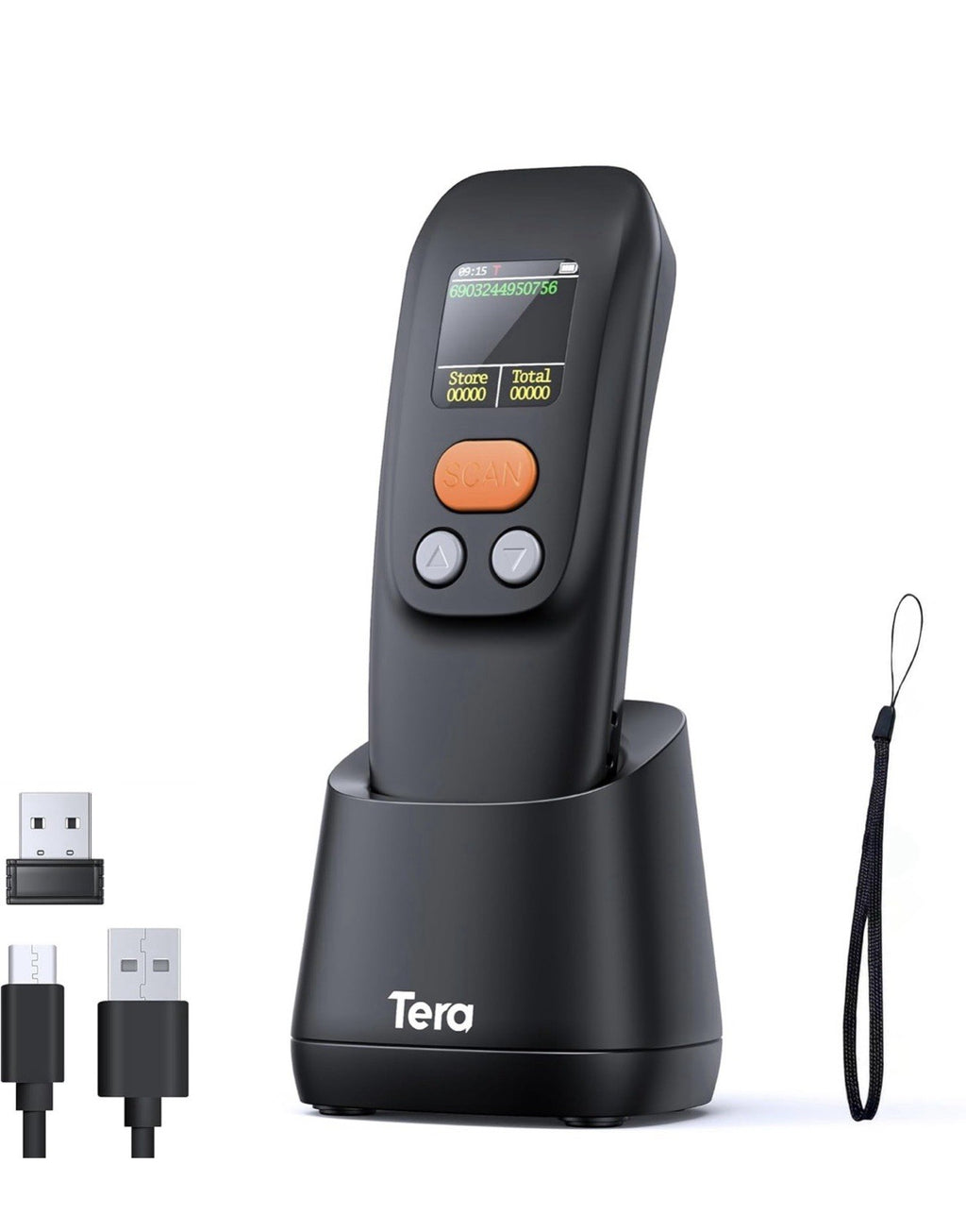 Tera Barcode Scanner Wireless Portable: 1.4" Large LCD Screen 1200mAh