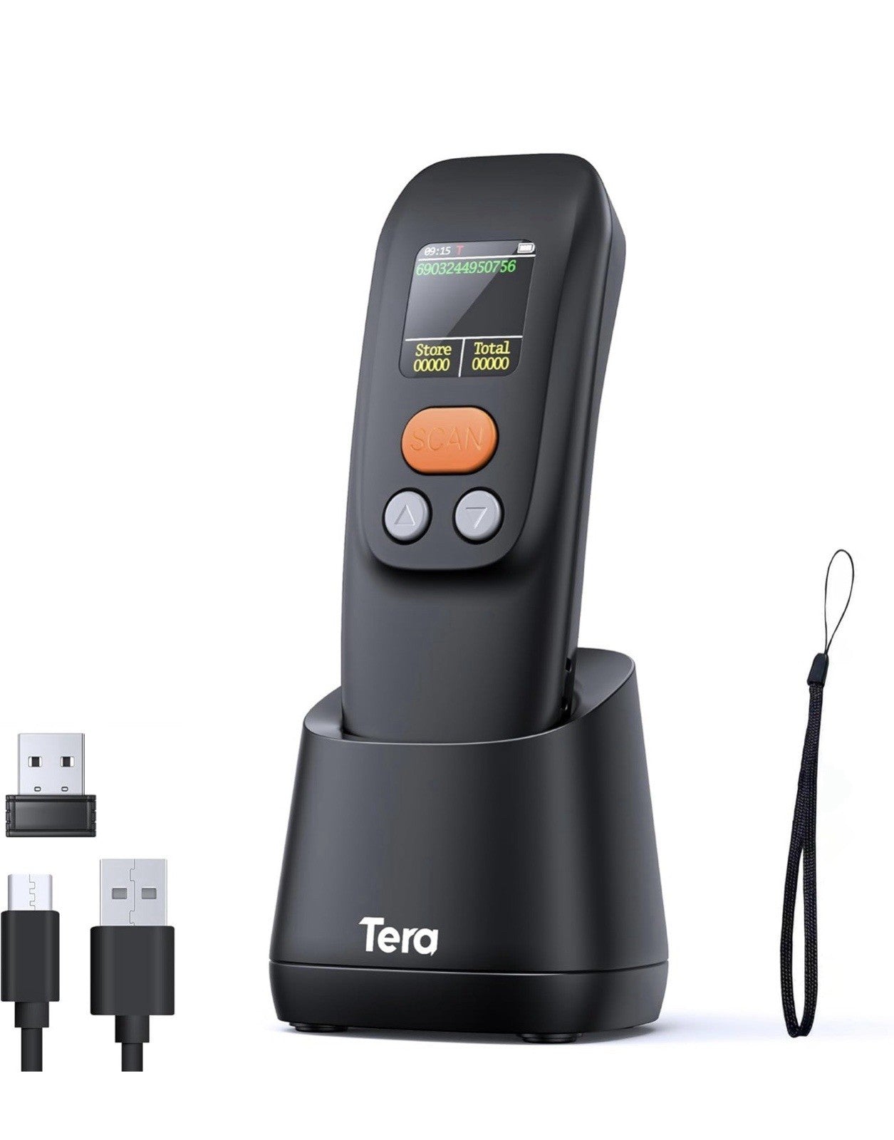 Tera Barcode Scanner Wireless Portable: 1.4" Large LCD Screen 1200mAh