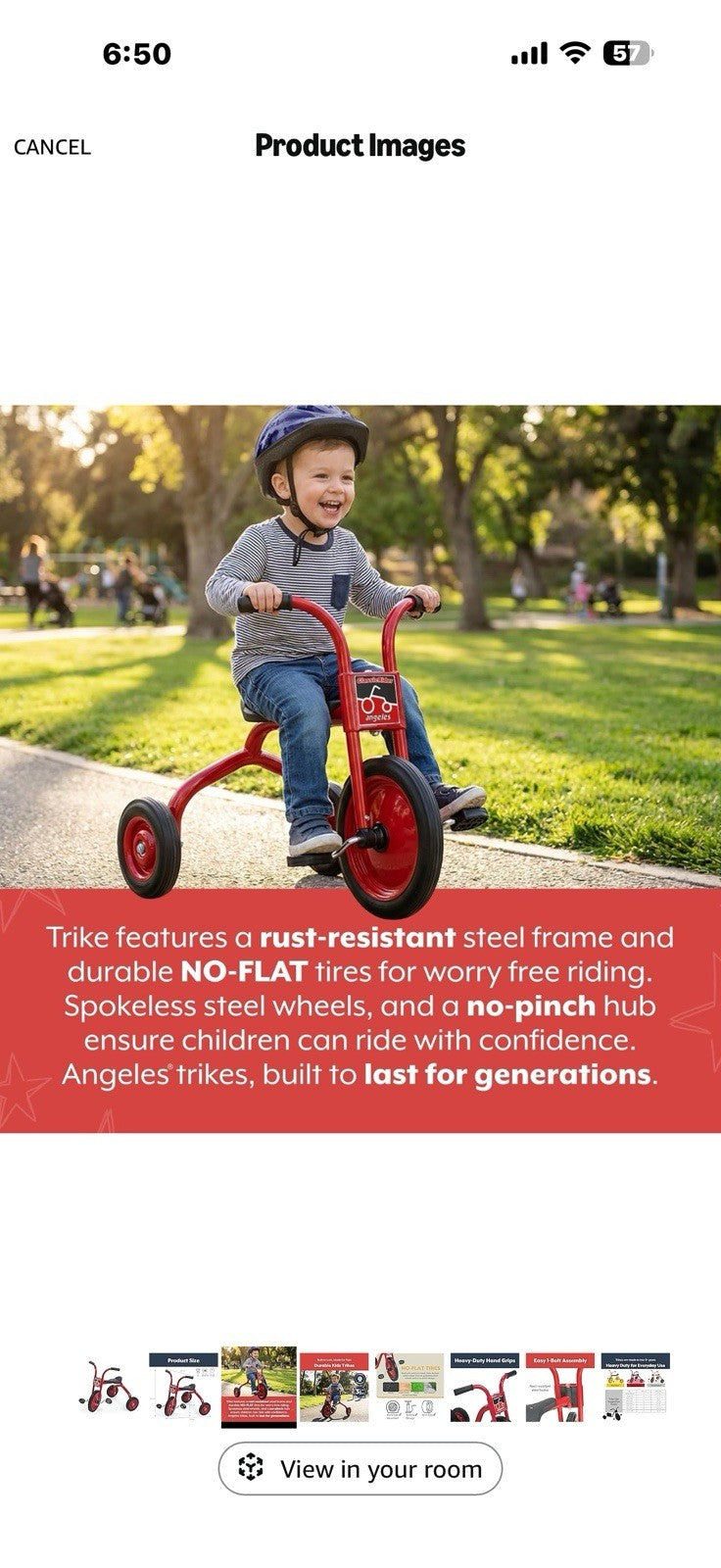 Angeles ClassicRider Kids Tricycle, Toddler Tricycle with Solid Airless