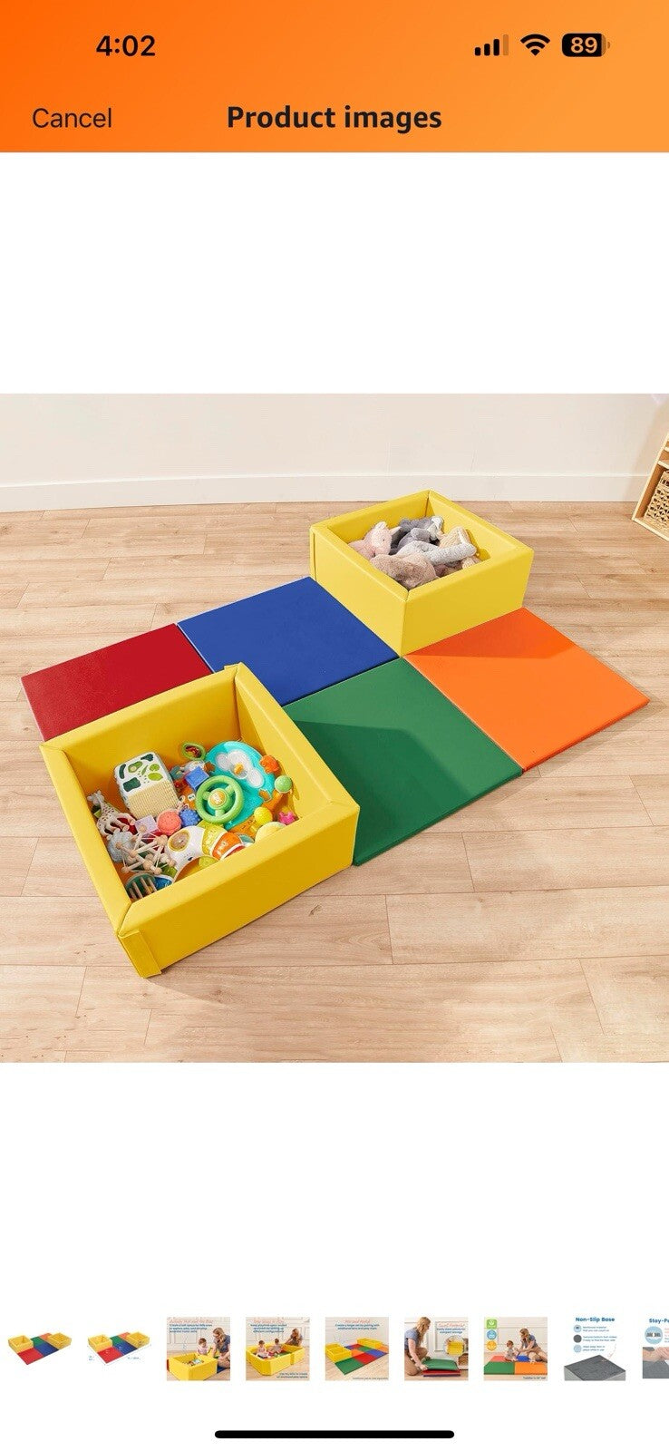 ECR4Kids SoftZone Play Patch Activity Mat and Toy Bins, Beginner Playset