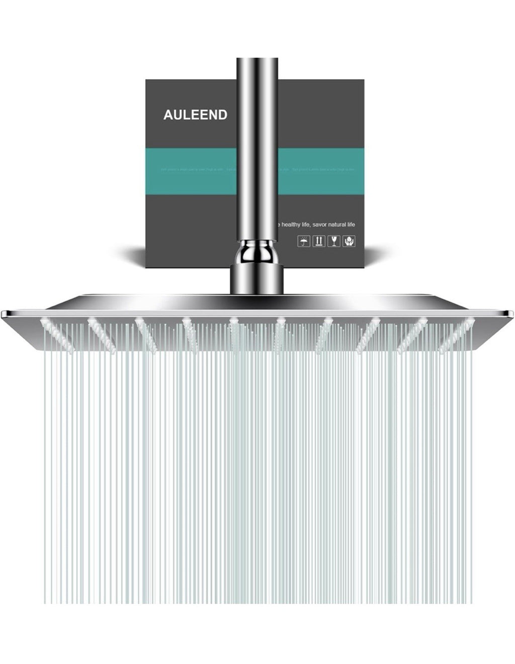 Square Rain Shower Head, High Flow Stainless Steel,Work with any decorative