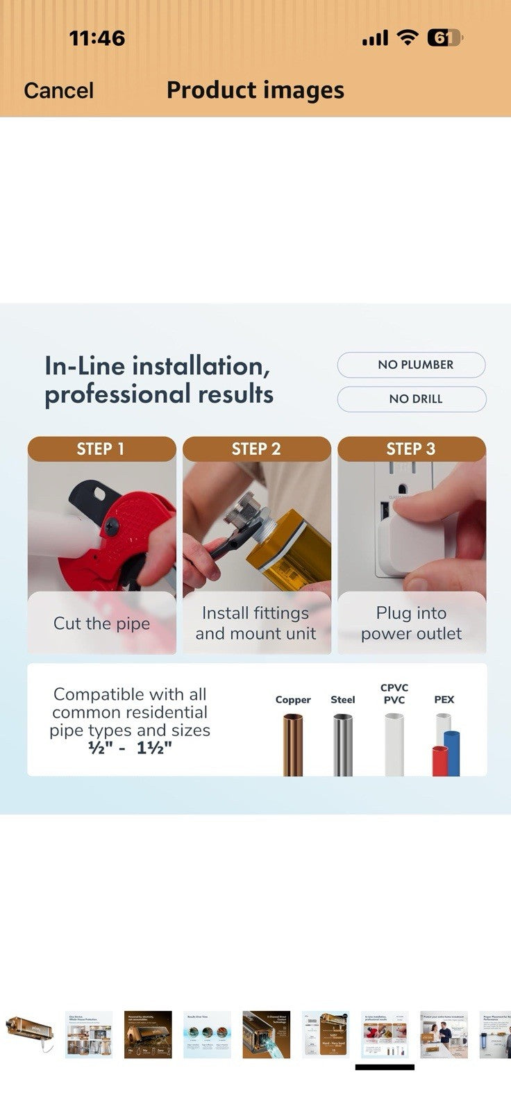 in-Line Whole House Electronic Water Descaler System for All Hardness 