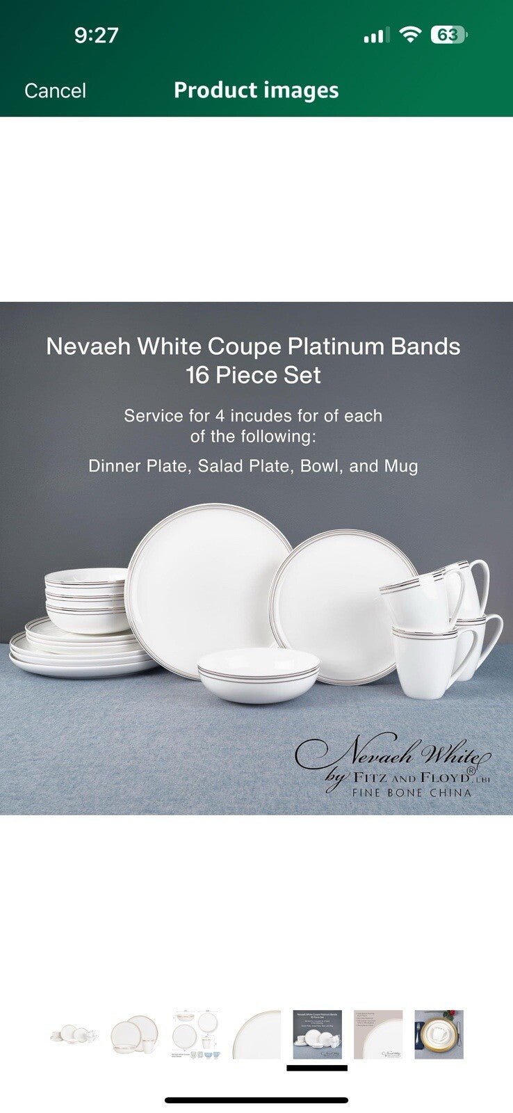 Everyday White by Fitz and Floyd Nevaeh Bone China Coupe Gold Bands 