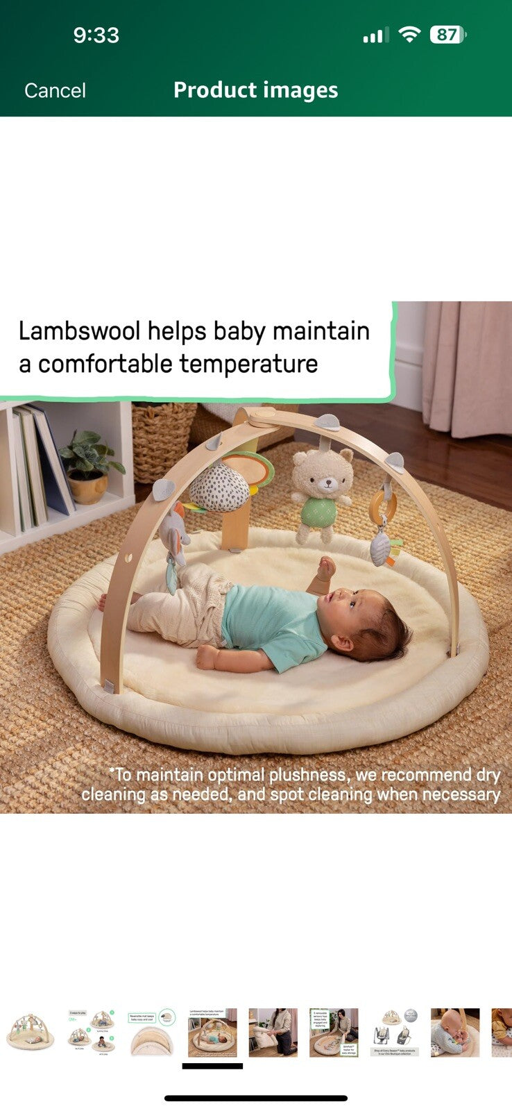 Ingenuity Every Season Plush Lambswool Baby Play Gym and Play Mat, 