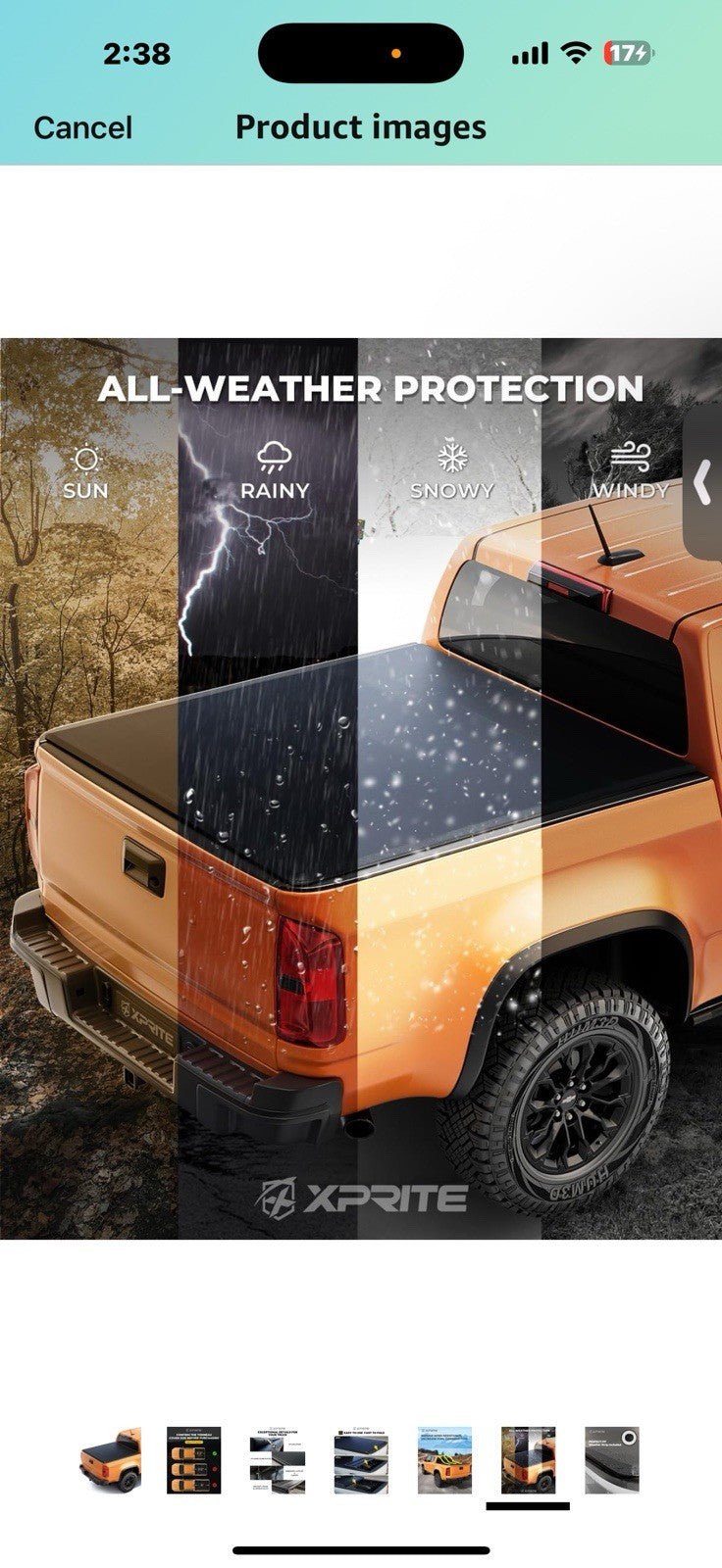 Xprite FRP Soft Folding Truck Bed Tonneau Cover Compatible with Chevrolet