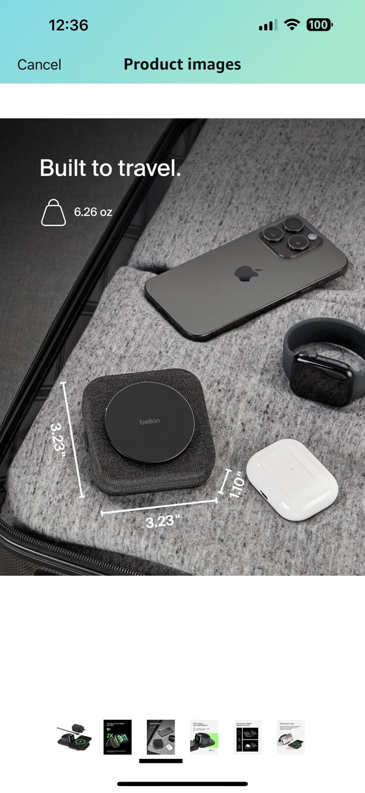 Belkin 2-in-1 Magnetic Charging Travel Pad 15W - MagSafe-Compatible